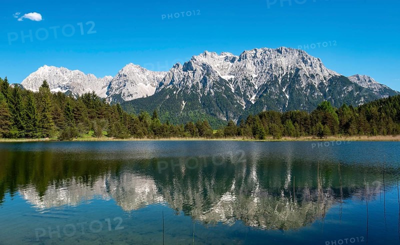 Western Karwendelspitze reflected in Lake Luttensee