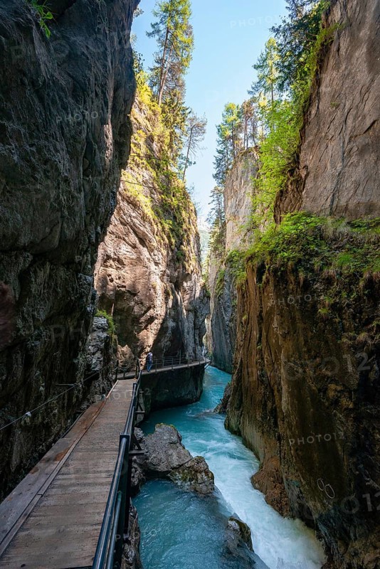 Wooden bridge through Leutasch gorge