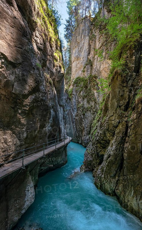 Wooden bridge through Leutasch gorge