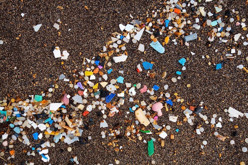 Microplastics on the sandy beach