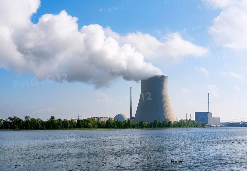 Isar I and Isar II nuclear power plant at Niederaichbach reservoir