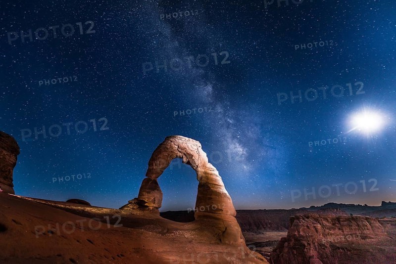 Natural Arch Delicate Arch with Milky Way at night