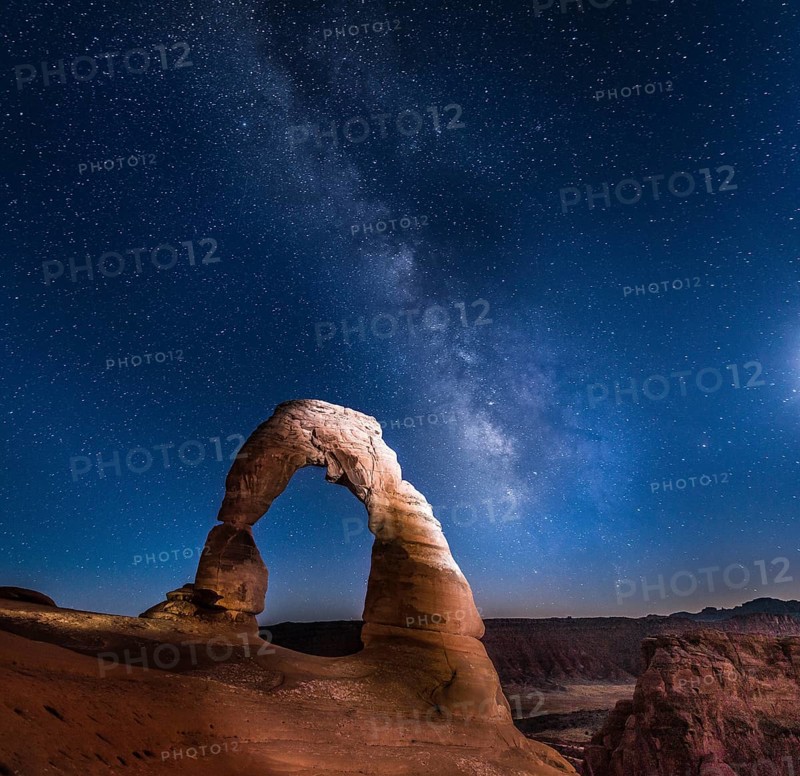 Natural Arch Delicate Arch with Milky Way at night