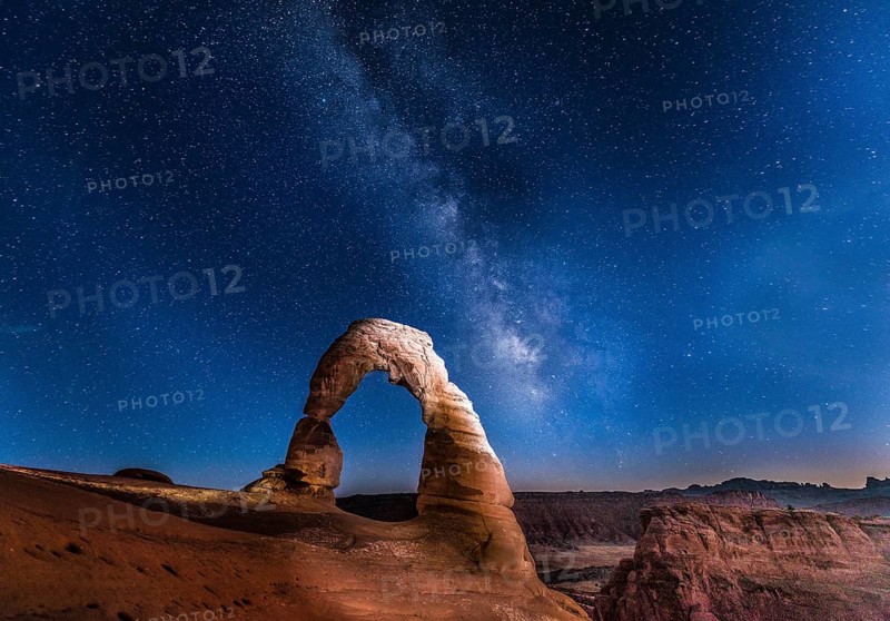 Natural Arch Delicate Arch with Milky Way at night