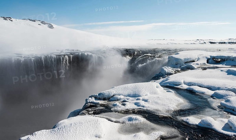 Hafragilsfoss Waterfall in winter