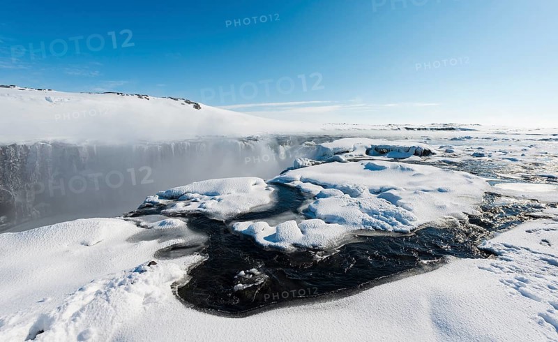 Hafragilsfoss Waterfall in winter