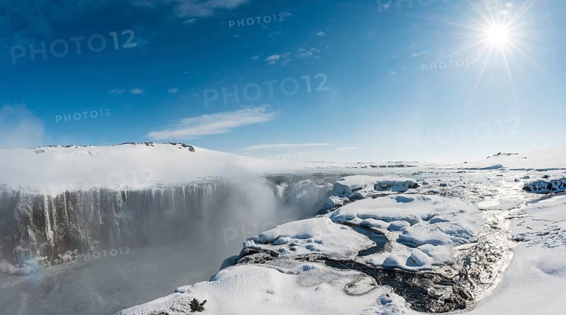 Hafragilsfoss Waterfall in winter