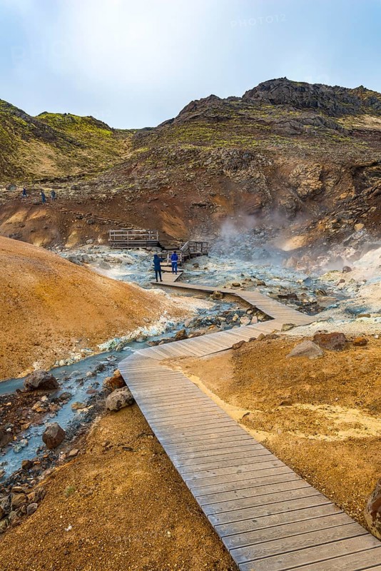 Boardwalk over steaming ground