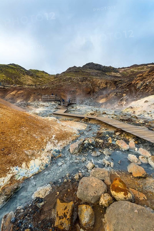 Boardwalk over steaming ground