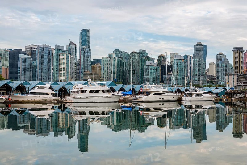 Skyscrapers and sailboats in the marina