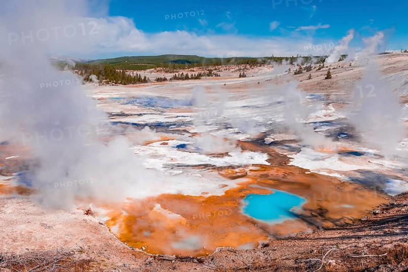 Steaming geysers