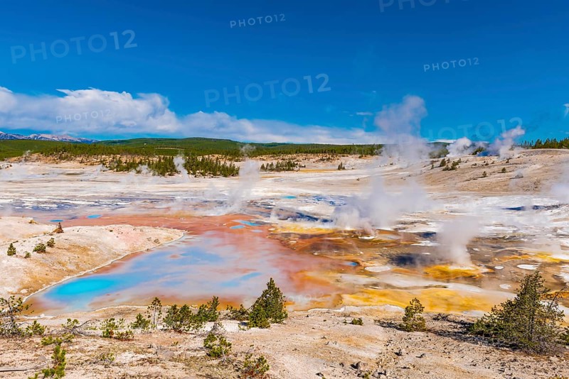 Steaming geysers