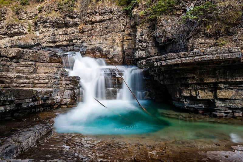 Waterfall at a mountain river