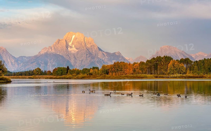 Mount Moran reflected in Snake River