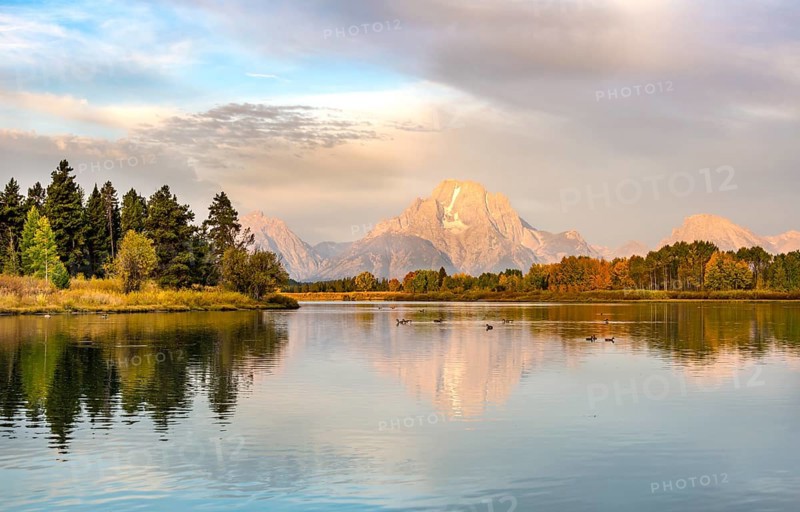 Mount Moran reflected in Snake River