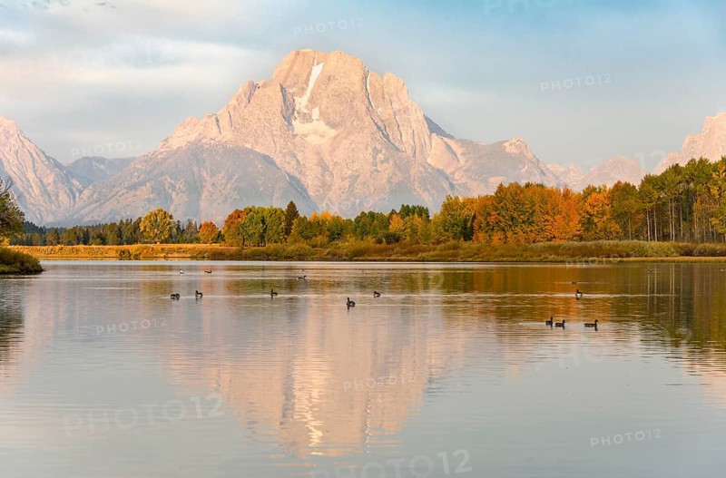 Mount Moran reflected in Snake River