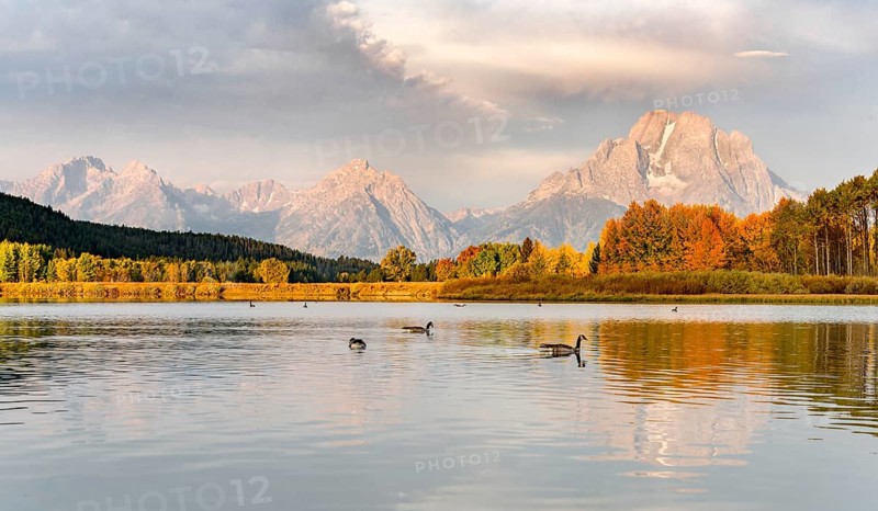 Mount Moran reflected in Snake River