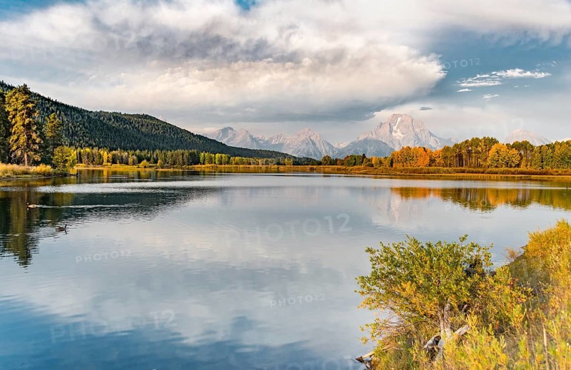 Mount Moran reflected in Snake River