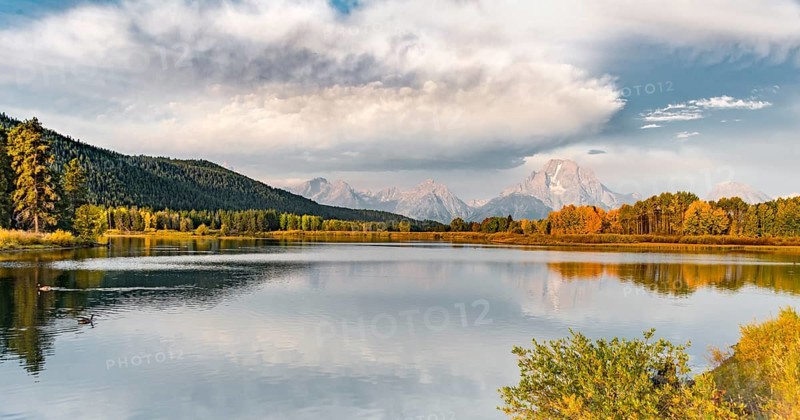 Mount Moran reflected in Snake River