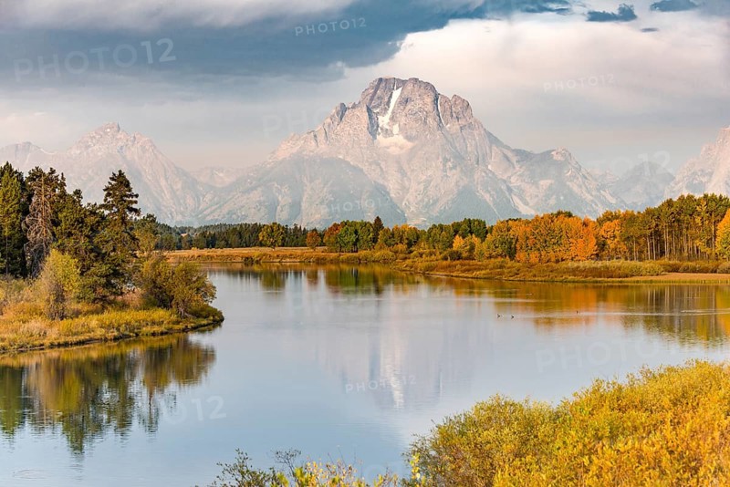 Mount Moran reflected in Snake River