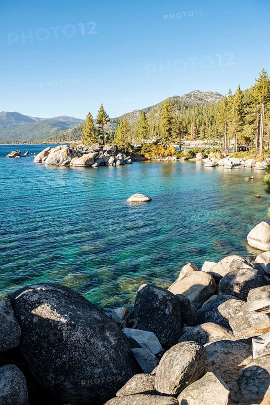 Round stones in turquoise water