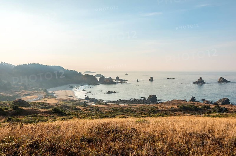 Coastal landscape with many rugged rock islands