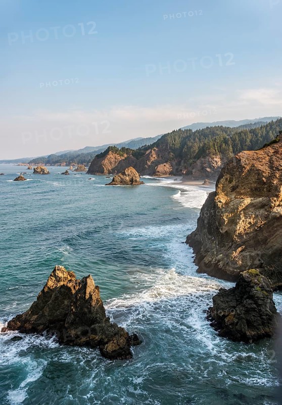 Coastal landscape with rugged rocks