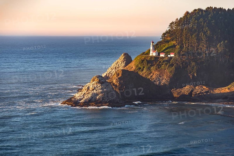 Rocky coast with Heceta Head lighthouse