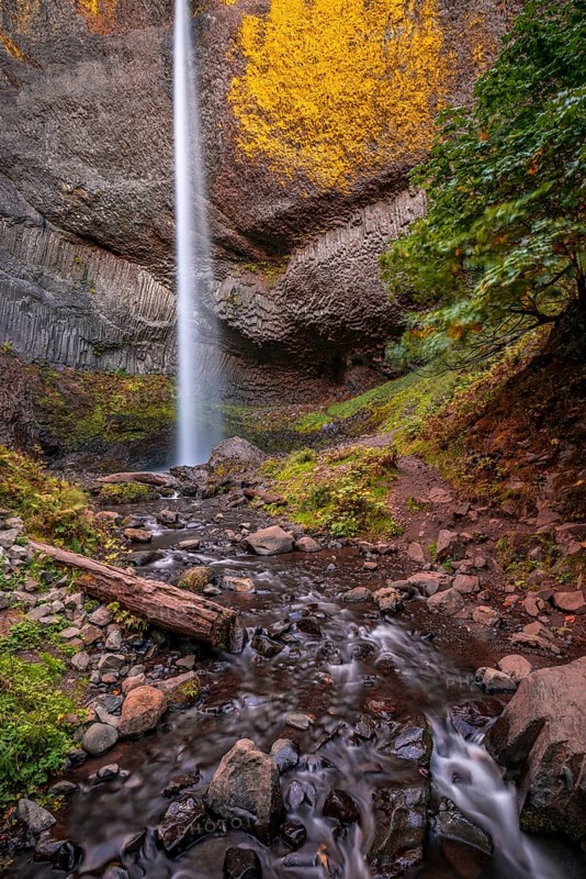 Waterfall in front of basalt rock