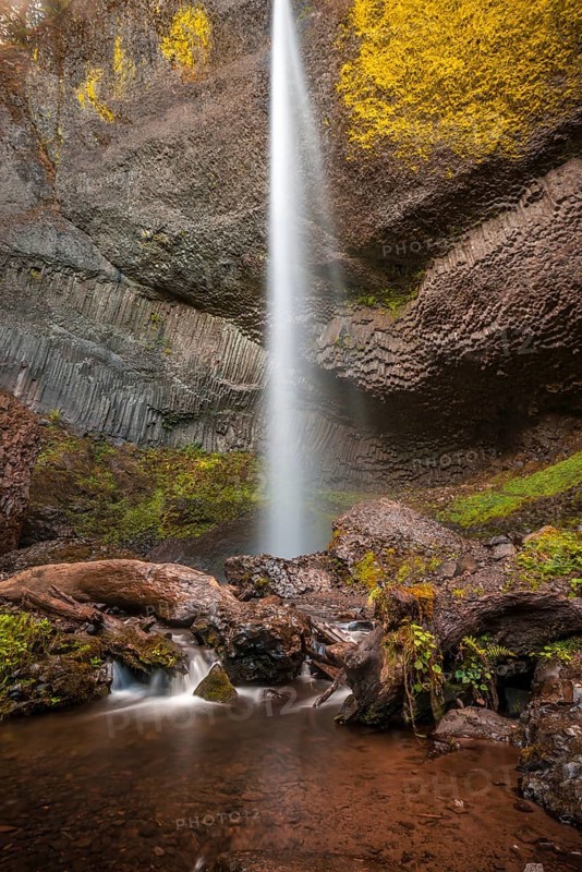 Waterfall in front of basalt rock