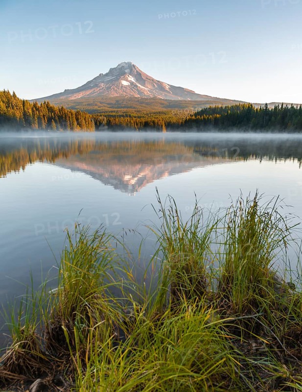 Reflection of the volcano Mt. Hood in Lake Trillium Lake
