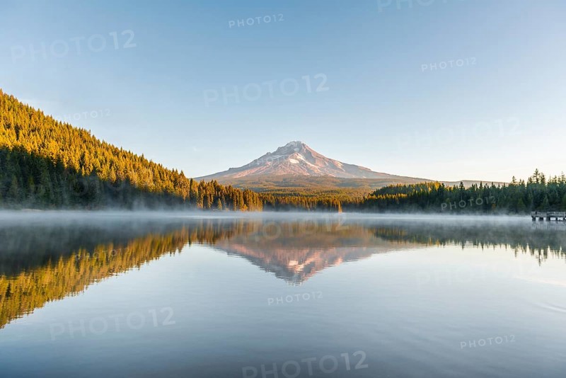 Reflection of the volcano Mt. Hood in Lake Trillium Lake