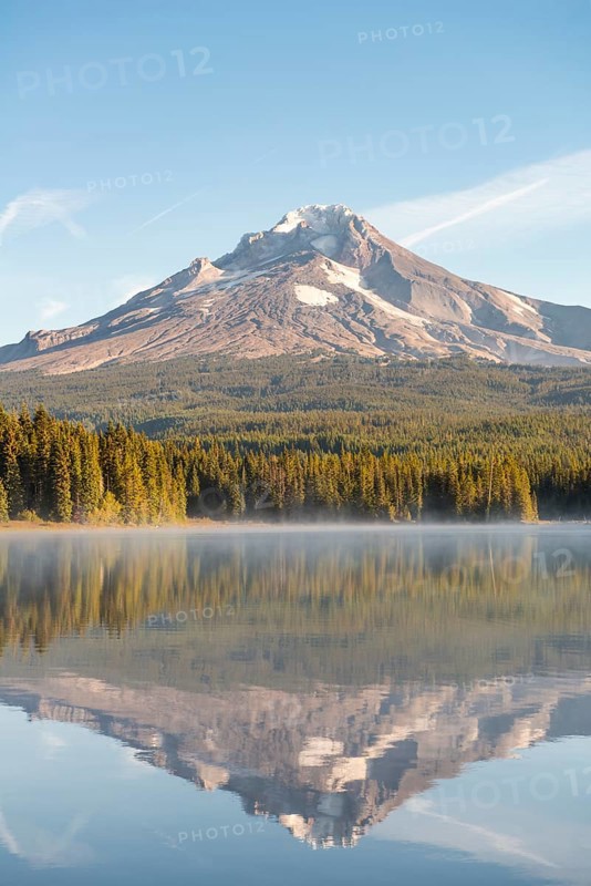 Reflection of the volcano Mt. Hood in Lake Trillium Lake