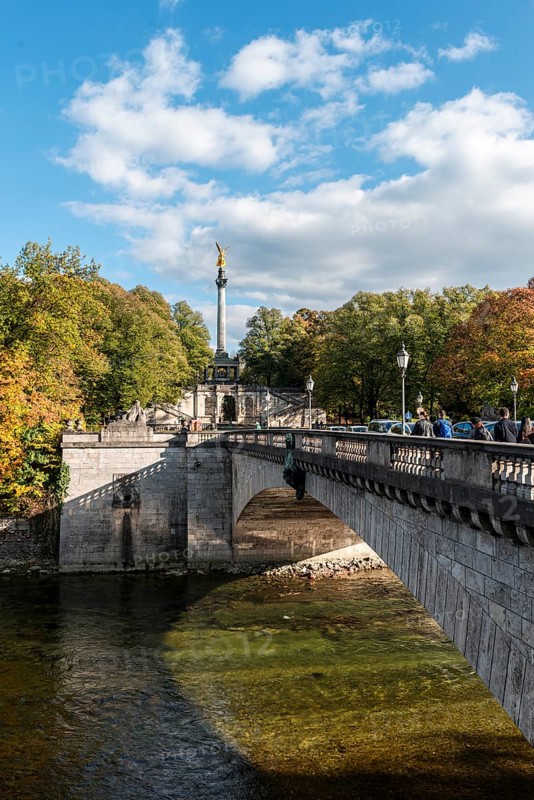 Maximiliansanlagen with Angel of Peace and Luitpold bridge