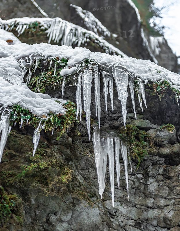 Icicle on a rock face