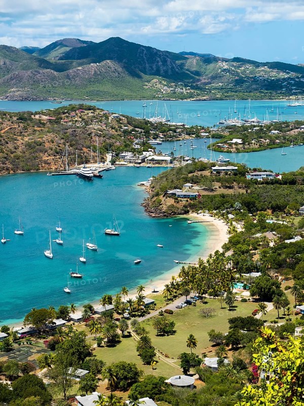 View from Shirley Heights to English Harbour and Windward Bay