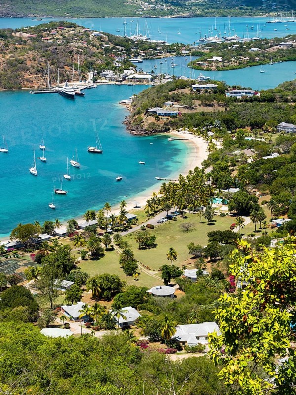 View from Shirley Heights to English Harbour and Windward Bay