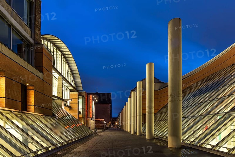 Germanic National Museum and Human Rights Road at dusk