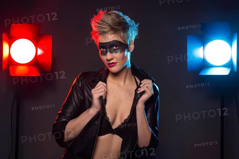 Woman with black mask