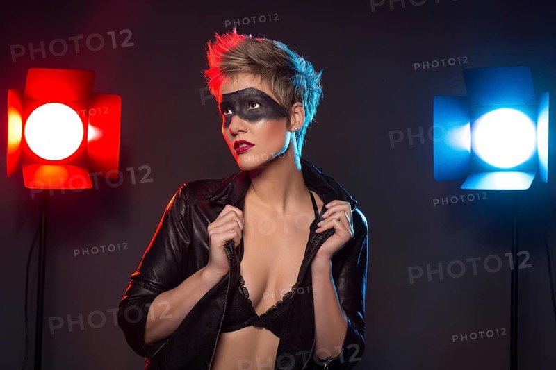 Woman with black mask
