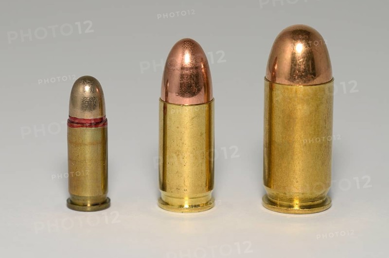 Row of pistol ammunition