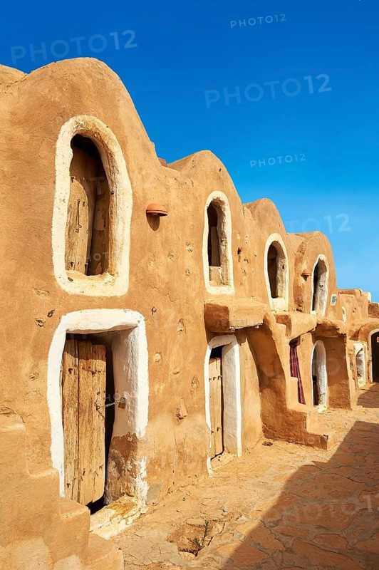 Northern Sahara mud brick Berber ghorfas