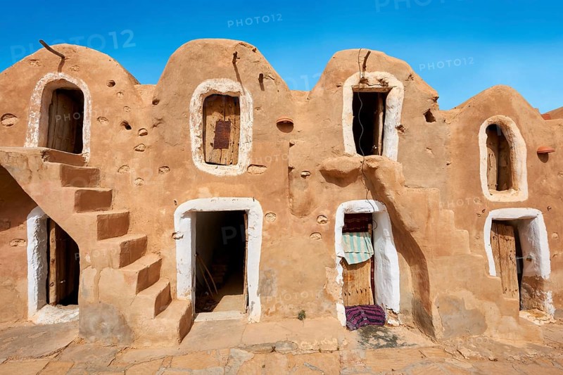 Northern Sahara mud brick Berber ghorfas