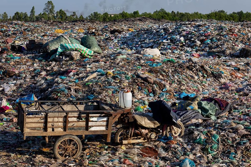 Garbage dump with plastic garbage