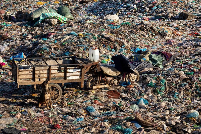 Garbage dump with plastic garbage