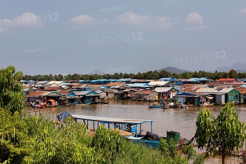 Floating villages with stilt houses