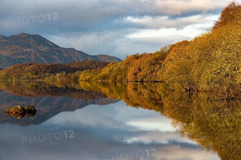 Reflection in Loch Katrine with Highlands