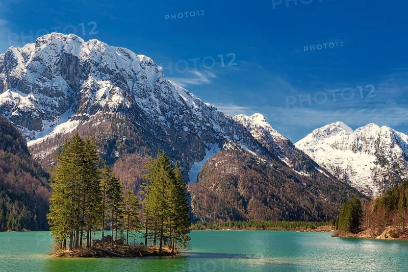 Lake Raibl with small tree island