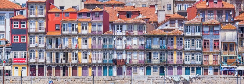 Porto riverfront with row of houses Douro River