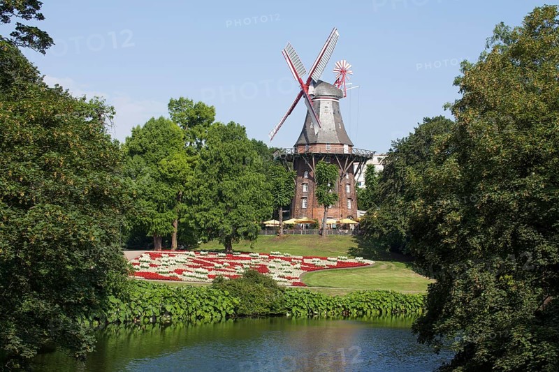 Windmill Herdentorswallmuhle in ramparts in spring